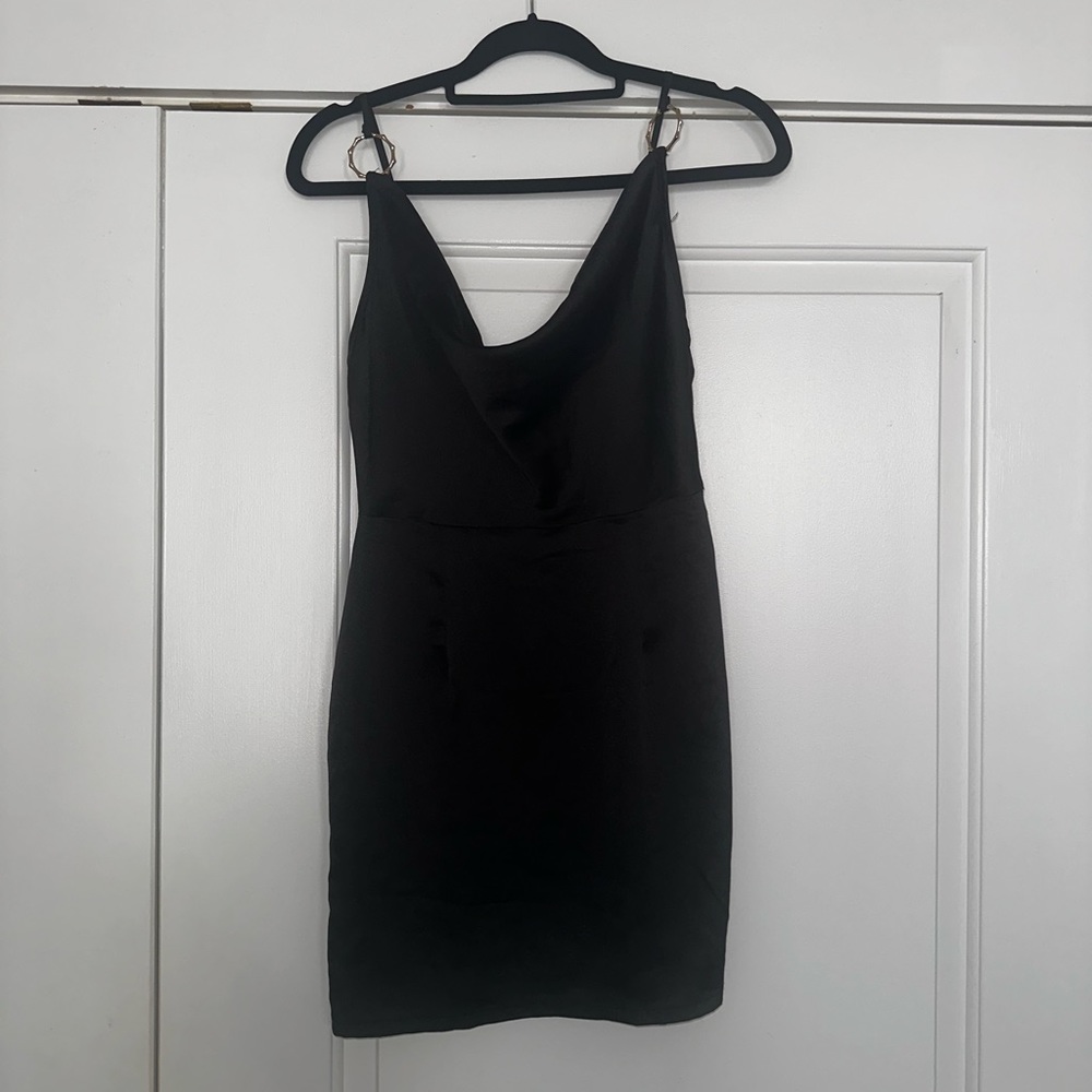 Black Satin Mini Dress - Picture 4 of 6